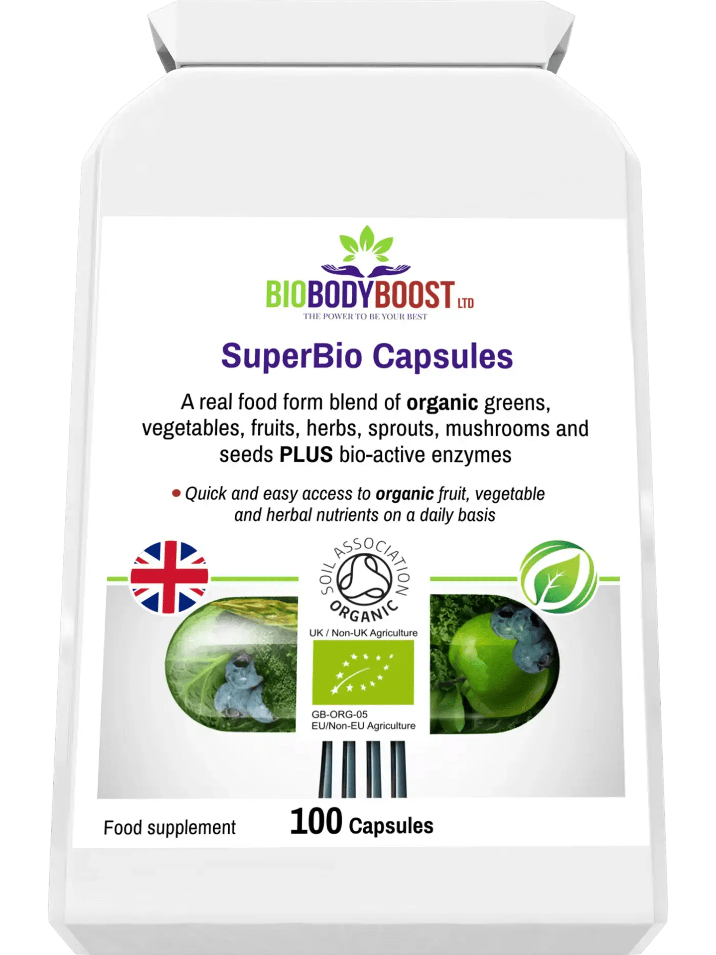 SuperBio Capsules - Vegan Organic Foods Blend - Vitamins & Supplements