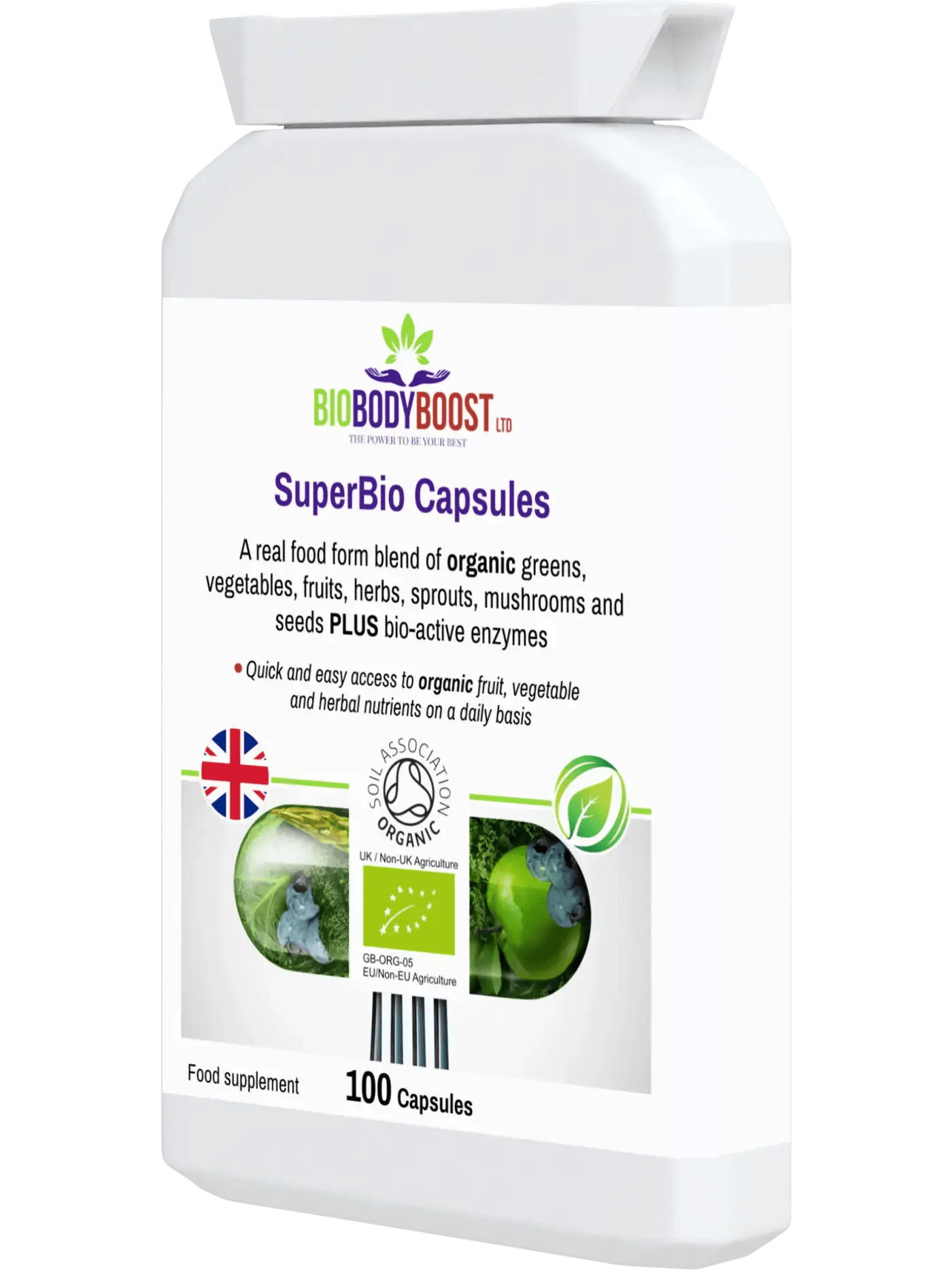 SuperBio Capsules - Vegan Organic Foods Blend - Vitamins & Supplements