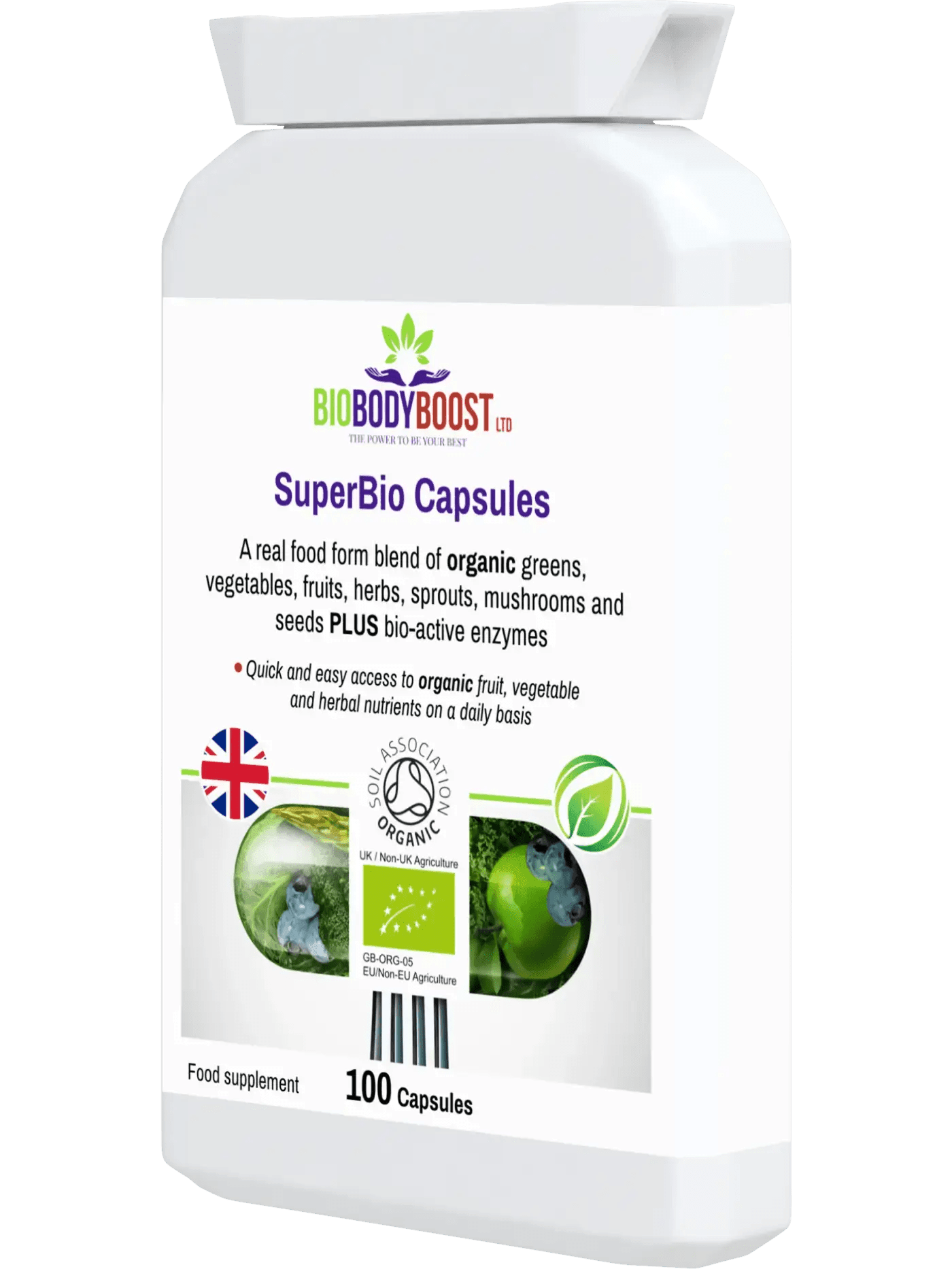 SuperBio Capsules - Vegan Organic Foods Blend - BioBodyBoost