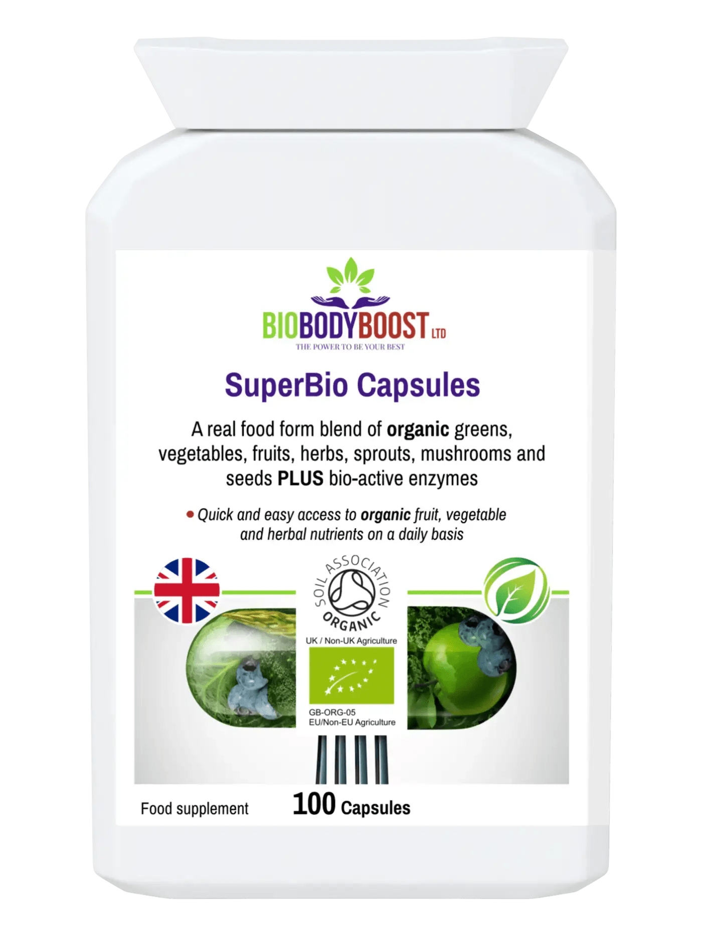 SuperBio Capsules - Vegan Organic Foods Blend - Vitamins & Supplements