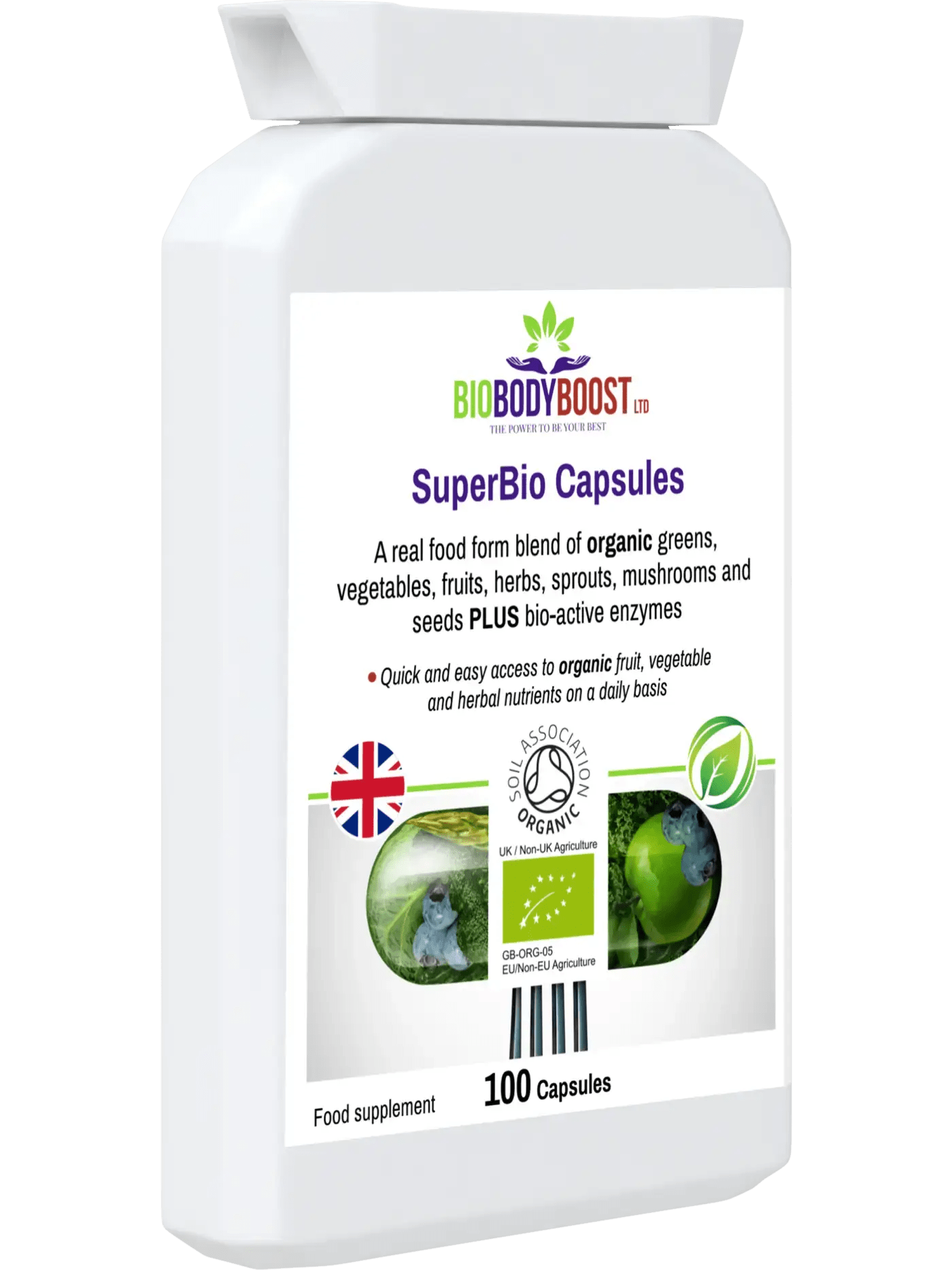 SuperBio Capsules - Vegan Organic Foods Blend - Vitamins & Supplements