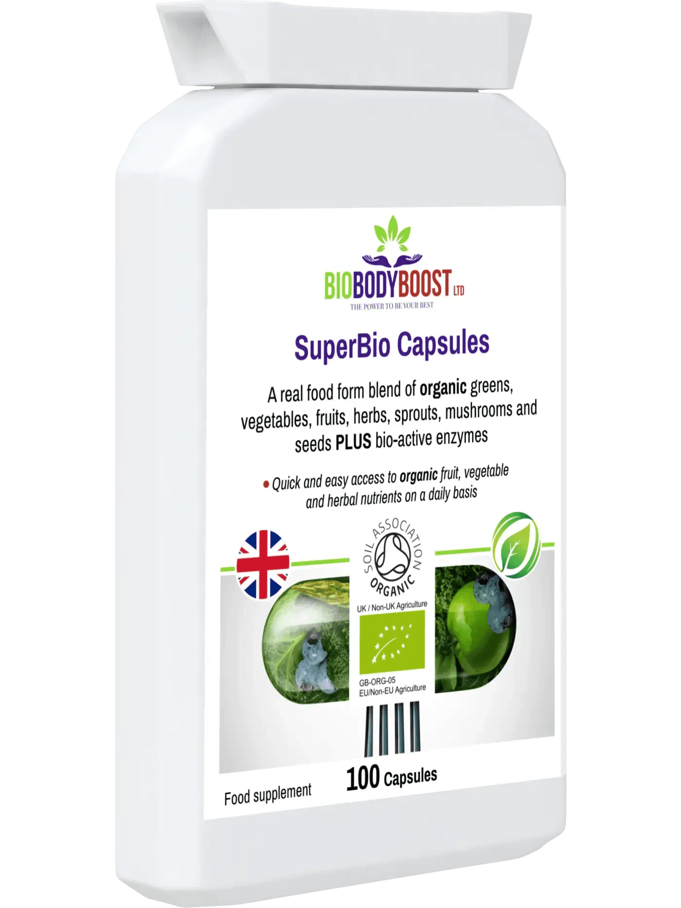 SuperBio Capsules - Vegan Organic Foods Blend - BioBodyBoost