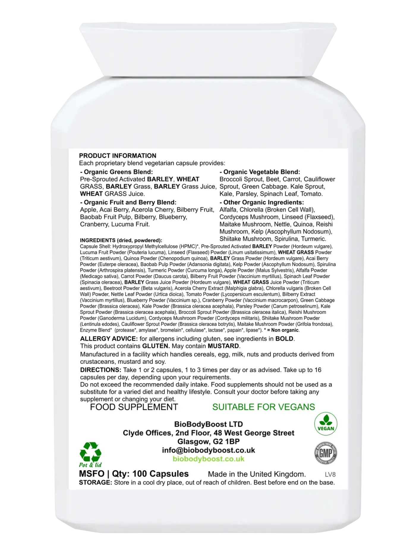 SuperBio Capsules - Vegan Organic Foods Blend - Vitamins & Supplements