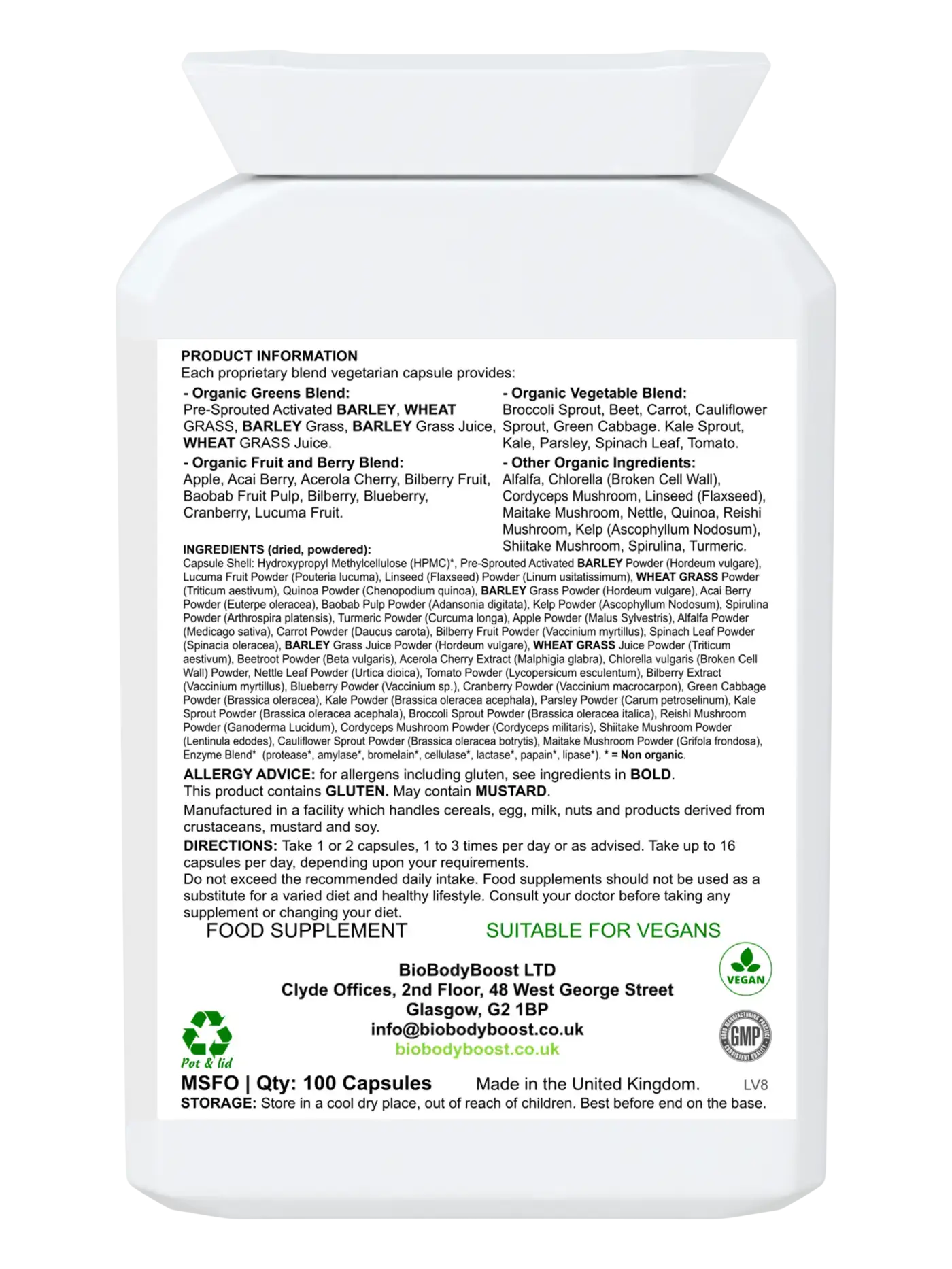 SuperBio Capsules Vegan Organic Foods Blend - Premium Vitamins & Supplements from BioBodyBoost - Just £17.99! Shop now at BioBodyBoost