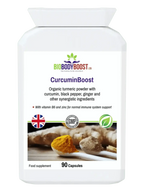 CurcuminBoost organic turmeric curcumin supplement UK — 95% curcumin with ginger and piperine by BioBodyBoost, front label