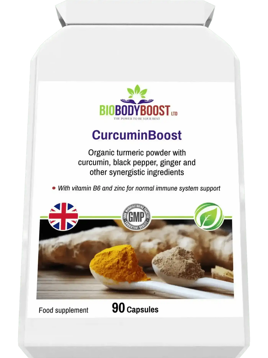 CurcuminBoost organic turmeric UK lifestyle shot — anti-inflammatory supplement for joint comfort and immune support