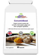 CurcuminBoost organic turmeric UK lifestyle shot — anti-inflammatory supplement for joint comfort and immune support