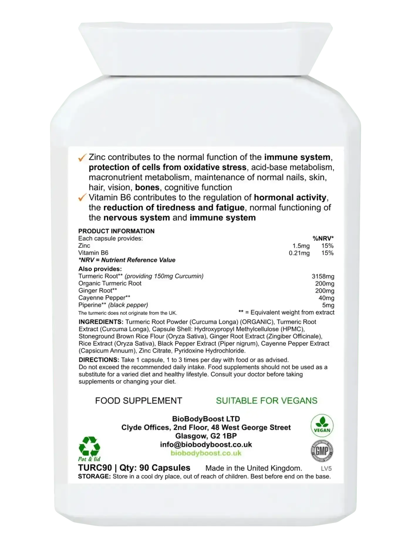 CurcuminBoost Organic Turmeric Curcumin Capsules - Herbal Supplements