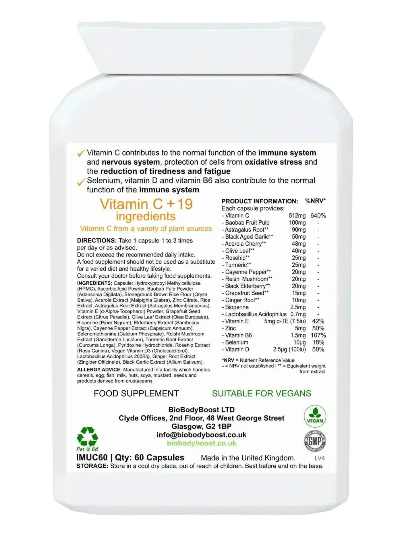 ImmuneBoost – Herbal Vitamin C & Botanical Complex - Vitamins Supplements
