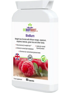 BioBurn glucomannan supplement UK — EFSA approved weight loss claim, green tea and cayenne pepper formula, side view