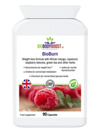 BioBurn weight management supplement UK — glucomannan and green tea metabolism complex by BioBodyBoost, front label
