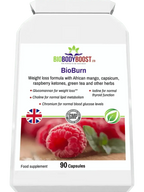 BioBurn metabolism support supplement UK — African mango raspberry ketones and guarana natural formula
