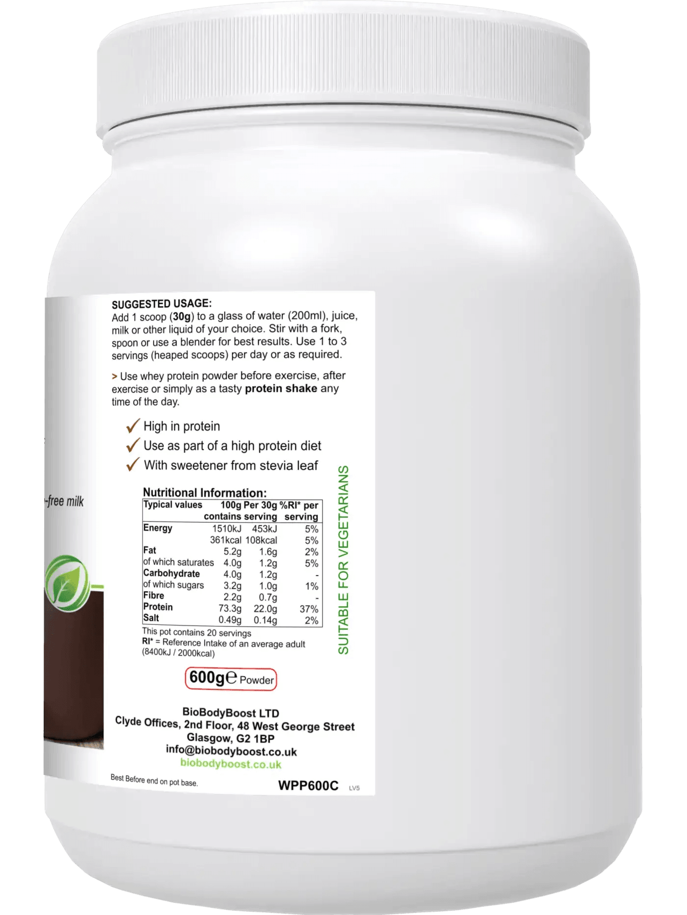 WheyPro - (Chocolate flavour) Whey Protein Powder - BioBodyBoost