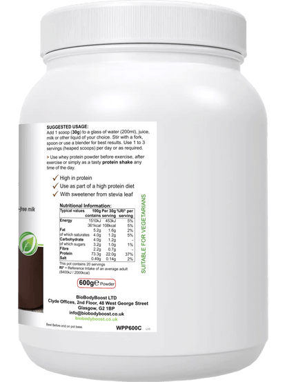 WheyPro - (Chocolate flavour) Whey Protein Powder - BioBodyBoost