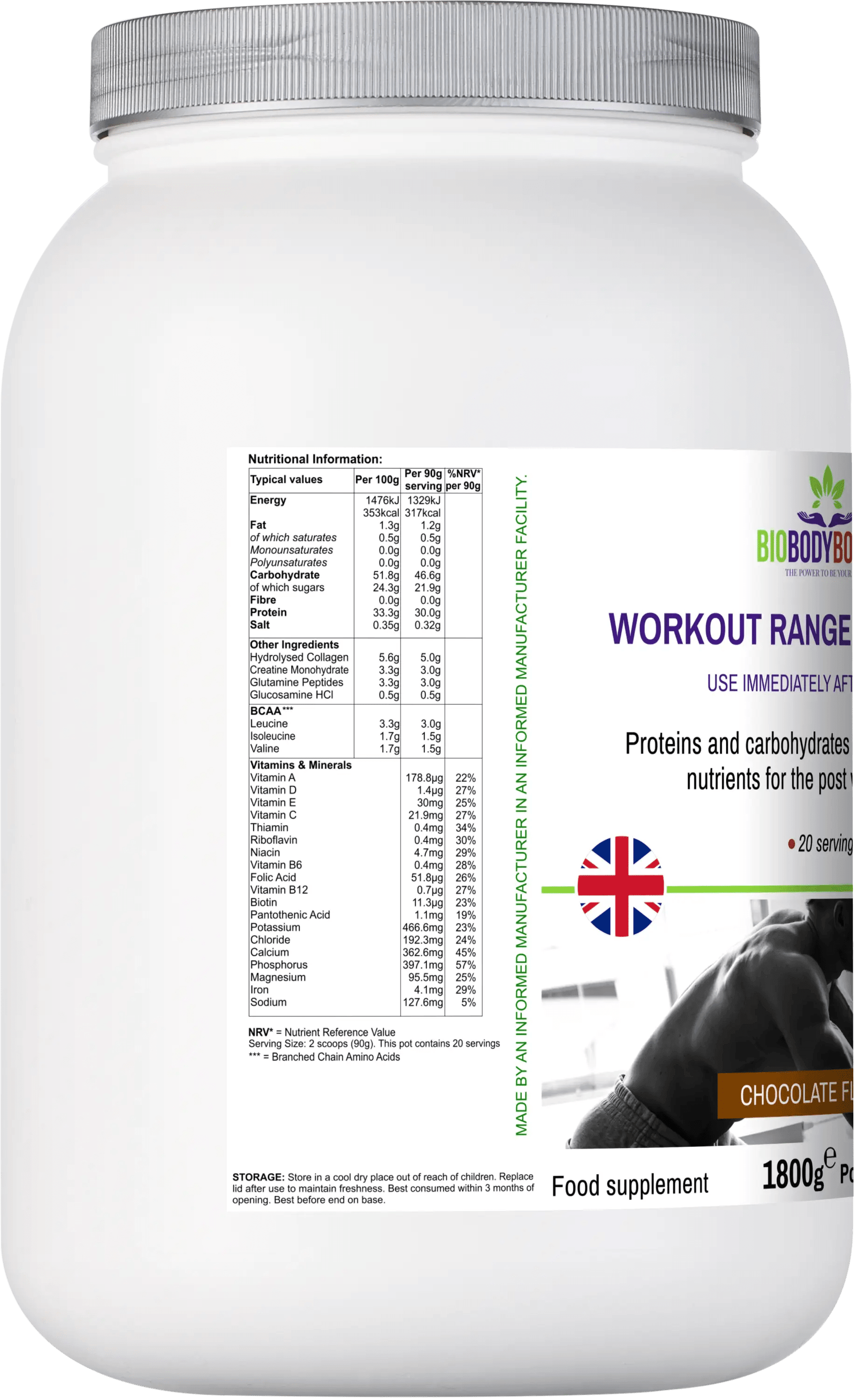 Workout Range - Post-Workout Drink Mix Chocolate - BioBodyBoost